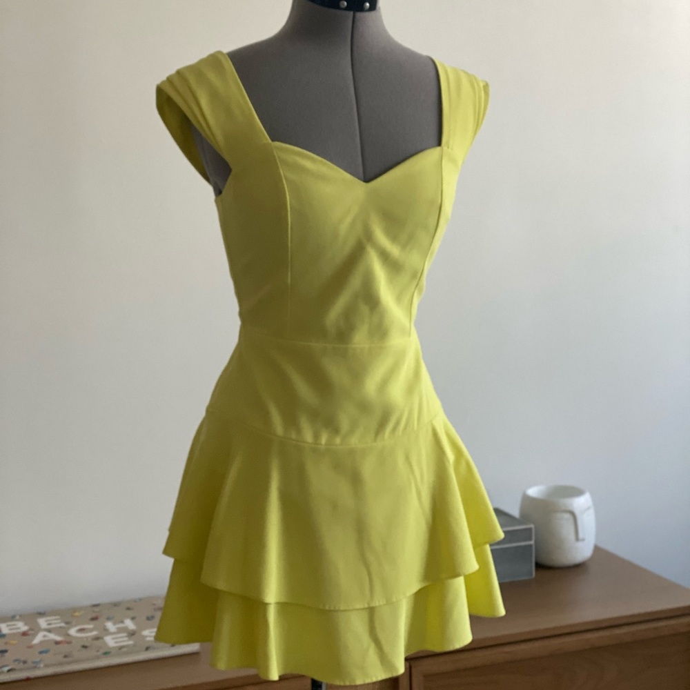 Alice and Olivia yellow mini dress